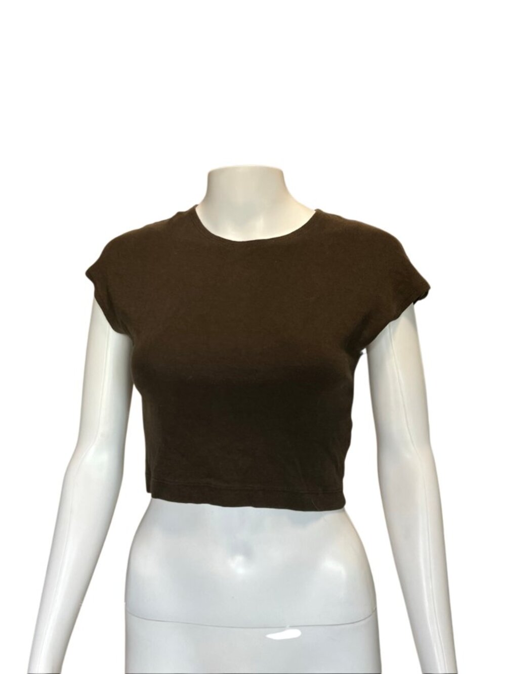 Zara Brown Fitted Cropped Baby Tee Large